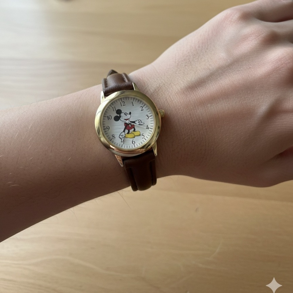 Disney Gold and Brown Mickey Mouse Watch